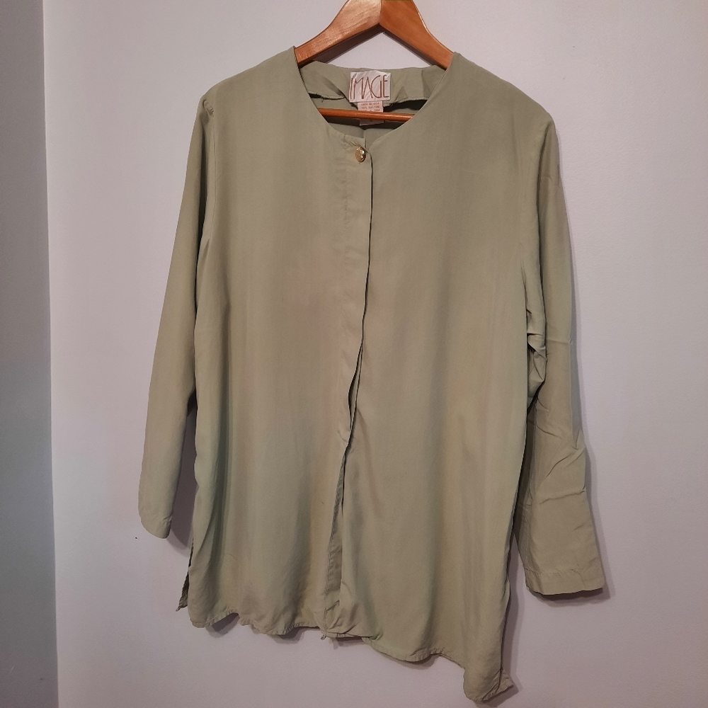 IMAGE 100% Silk VTG Light Green Shirt